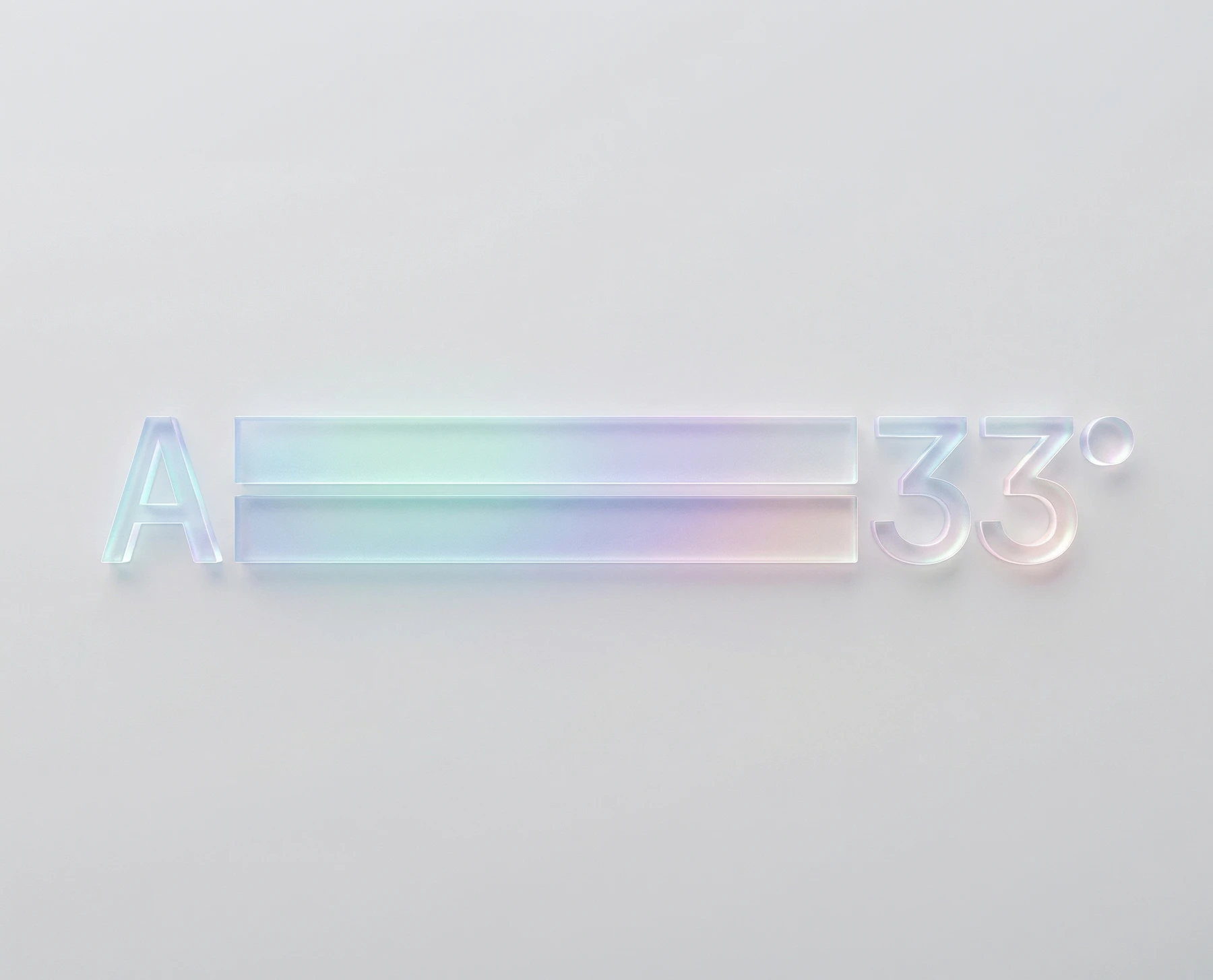 Advisory33° — iridescent glass identity render