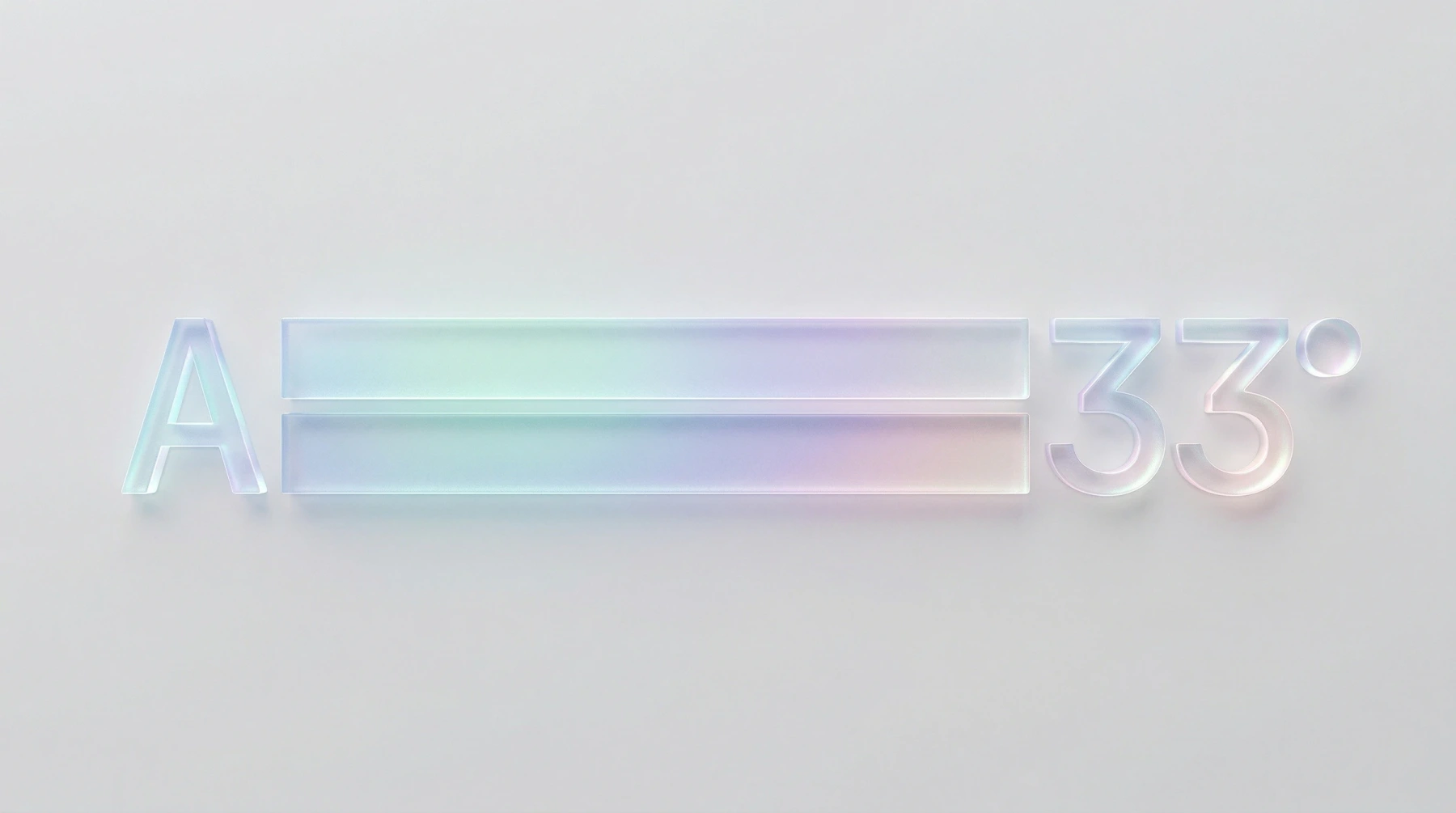 Advisory33° — iridescent glass identity render